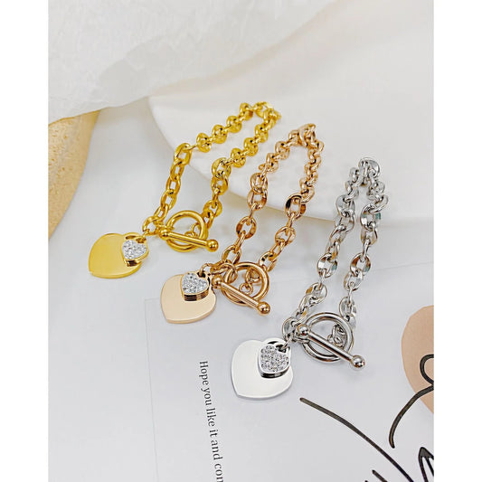 Waterproof Geometric Heart Pendant Bracelet & Bangle