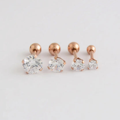 Stainless steel 4 Prong Zircon Ear Studs