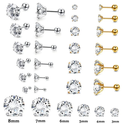 Stainless steel 4 Prong Zircon Ear Studs