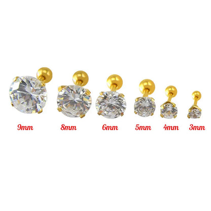 Stainless steel 4 Prong Zircon Ear Studs