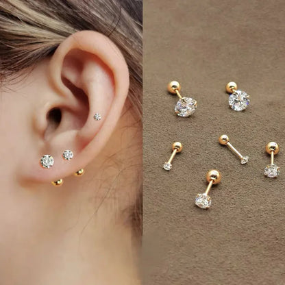 Stainless steel 4 Prong Zircon Ear Studs