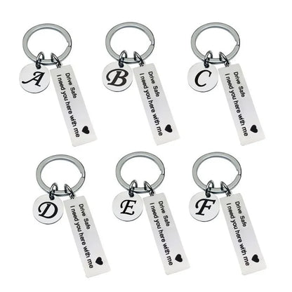 A-Z Initials Letters Drive Safe Keychains