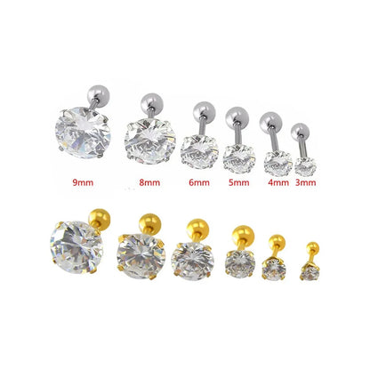 Stainless steel 4 Prong Zircon Ear Studs